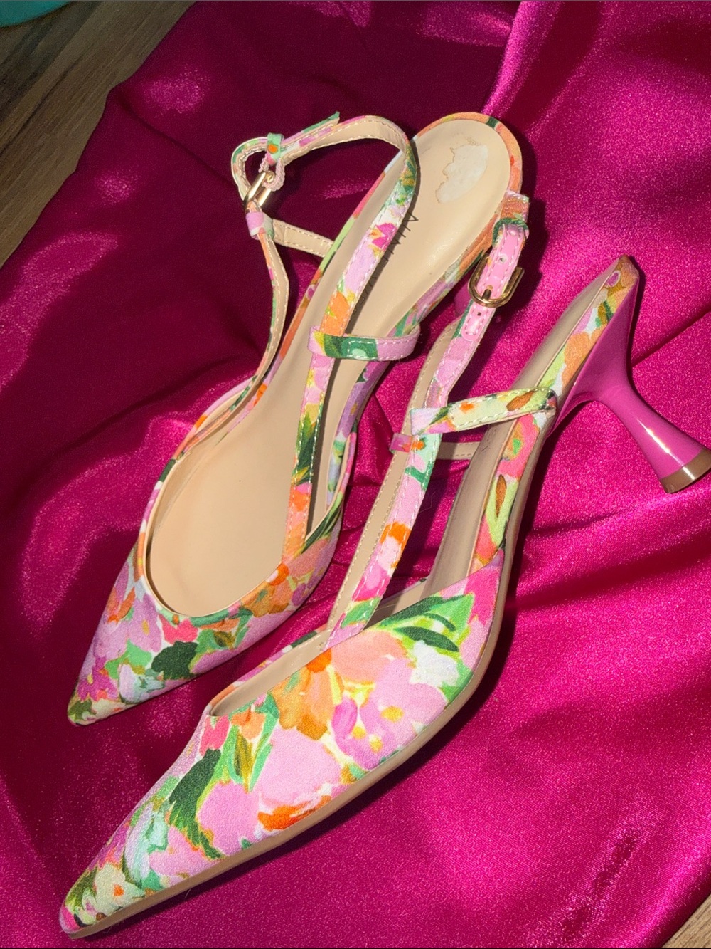 Floral kitten heels